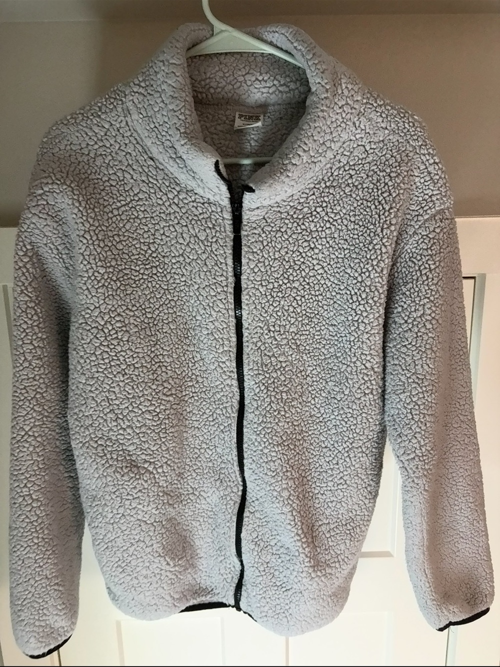 PINK Victoria's Secret Light Gray Sherpa Zip Jacket